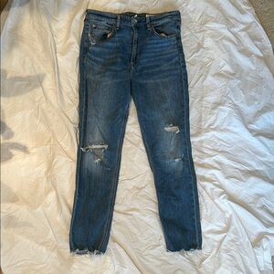 rag & bone Nina high-rise cigarette Distressed Blue Jeans